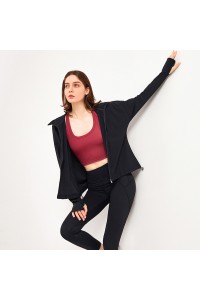 Lulu Yoga Sport Women's Sweater Crop Top Gym Fitness Long Sleeve Windproof and Warm Women's Autumn Jacket No Ironing Sportswear