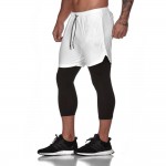 Men Training Pants 3/4  Gym fitness Sweatpants Double-layer Tight Leggings Jogging Exercise Soccer Basketball Sportswear Summer