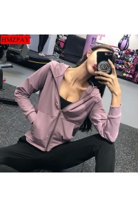 2021 Sports Running Jackets Women Zipper Gym Yoga Outwear Hooded Fitness Training Workout Jogging Sportswear Top Coat