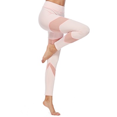 Sexy Women Casual Yoga Pants Gothic Insert Mesh Design Sport Fitness Pants Pink Sportswear Fitness Yoga Pants